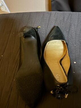 levity Black Pointed Lace-Up Heels with Textured Upper